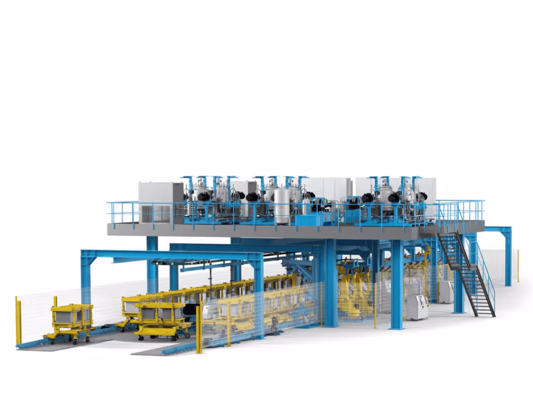 Foam conveying line in a factory