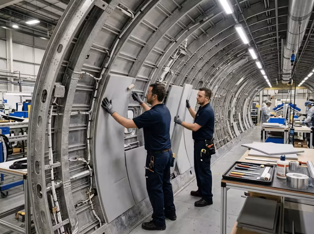 Aircraft foam insulation installation